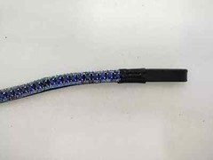 Designer Blue Crystal Horse Leather 3 Row Browband.