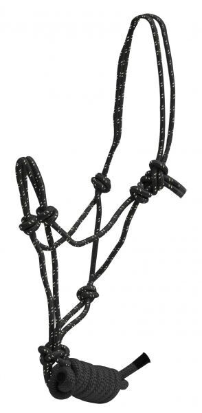 COWBOY KNOT HALTER Braided Nylon Rope with Removeable 7.5′ Lead with Rubber End