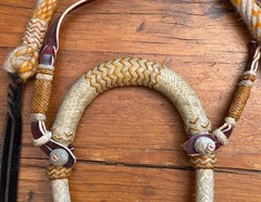 Cowboy Handmade 24 X 48 Plait 5/8″ AMBER ALL- RAWHIDE HACKAMORE By Jimmy Flores