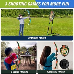 BOWRILLA Wooden Bow Arrow Set Kids 10 Arrows Outdoor Archery Toy for boys Girls