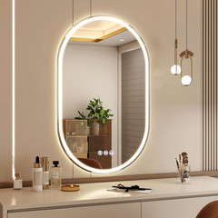 Dimmable 36×24 LED Oval Bathroom Mirror with Anti-Fog & Memory Function