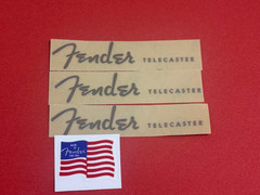 3 Pieces Rub-on Metal Guitar Logo Decal Sticker For Fender TELECASTER Free flag