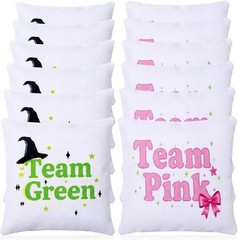 12 Pack Witch Bean Bag Cornhole Tossing Game Wizard Party Supplies Pink & Green