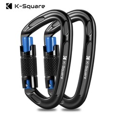 2 AutoLocking 24kN Carabiner Clips Heavy Duty Aluminum DRing Twist Lock Climbing