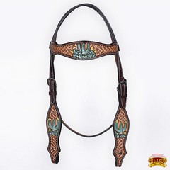 Western Headstall and Breast Collar Set HILASON Tooled Leather Horse Bridle Tack