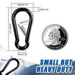 Small Carabiner Clip Hook, 1.57 inch 10 pcs Black Heavy Duty Spring Snap Hook…