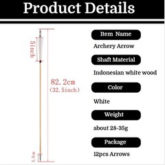 12X 32″ Archery Feather Wooden Arrows Traditional Longbow Recurve Bow Hunting