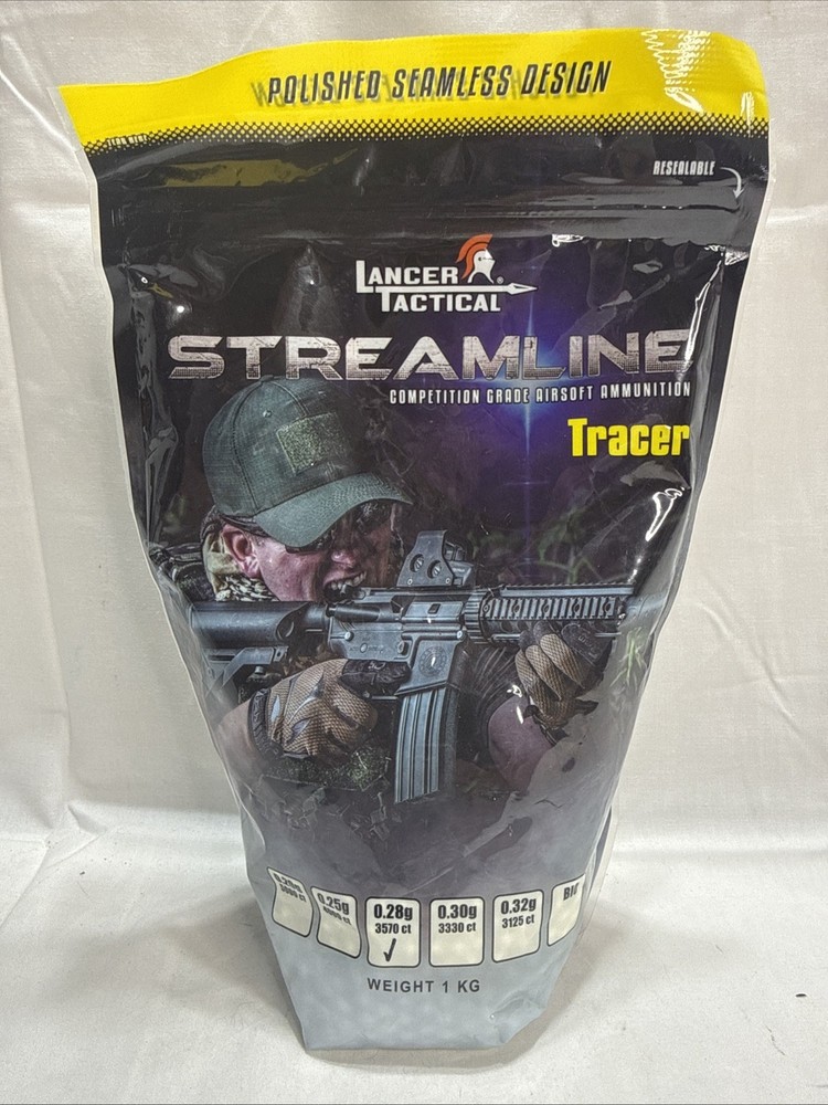 Lancer Tactical Streamline 6mm Airsoft .28g BBs 3570 Rounds Tracer White Ammo