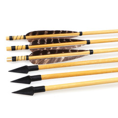 6/12pcs 31″ Wooden Arrows Arrowheads 5″ Feather Wood Shaft Handmade Bow Hunting