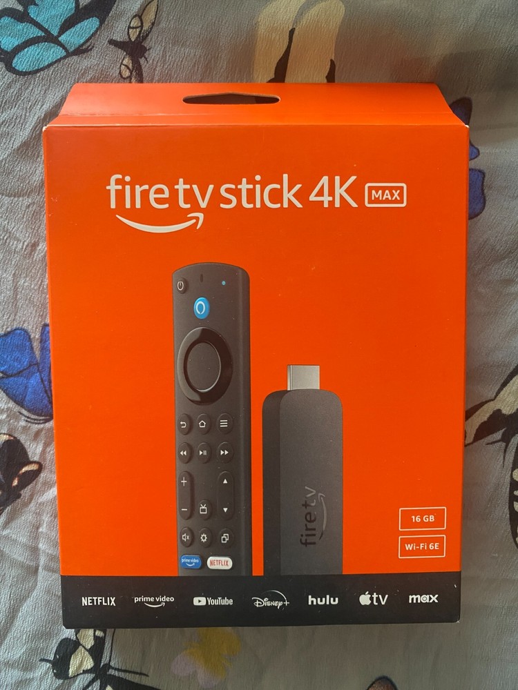 Fire TV Stick 4K Max streaming device, supports Wi-Fi 6E Ambient Experience