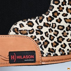 Hilason Western Wool Felt Gel Horse Saddle Pad With Leopard Print Leather