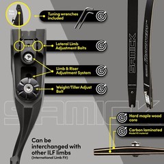 SAMICK 64″ Discovery Archery Recurve Bow – ILF CNC Riser – Wood Core Carbon ILF