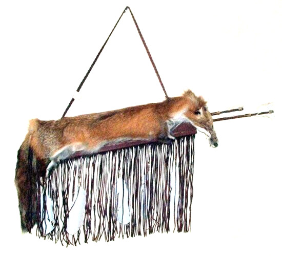 Leather Quiver w/ Red Fox pelt & 2 Arrows Authentic Native American #05