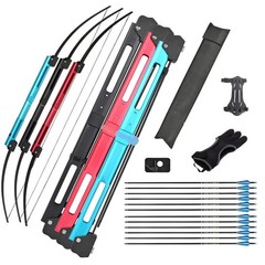 Archery Folding Bow 55lbs Straight RecurveBow 54» Tactical Survival Hunting Bow