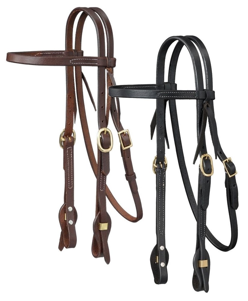 Harness leather Browband Headstall – Quick Change Ends – Black or Brown