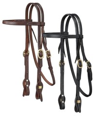 Harness leather Browband Headstall – Quick Change Ends – Black or Brown