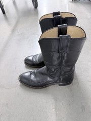 Justin Black Leather Western Equestrian Boots Size 7 1/2