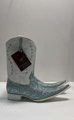 El General Pointed Toe Blue Silver Glitter Western Cowboy Boots Size 10.5