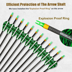 Carbon Arrows 31In for Hunting & Target Practice 350 Spine, 12 Pack with Removab