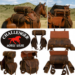 Challenger Distressed Brown Genuine Leather Saddle Cantle Riding Bag 102QSA