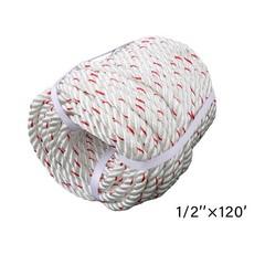 1/2 ‘X 120’High Strength Braided Rope Breaking Strength 1160 Pounds White Red
