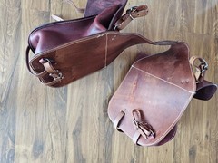 New Premium Leather Saddle Bag with Stainless Steel Hardware