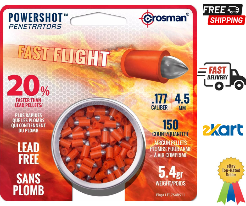 Crosman Fast Flight LF1754 Lead-Free .177-Caliber Pointed Pellets (150-Count)