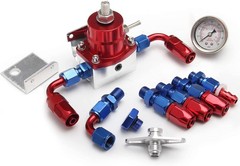 Aluminum Adjustable Universal EFI Fuel Pressure Regulator Kit with 0 Blue&Red