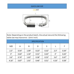 6PCS 1/4″ 316 Stainless Steel Quick Link Chain Connector 1/4 Carabiner Climbing