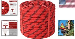 Arborist Rope 5/8in Climbing Rope 100ft Load Capacity Polyester Red
