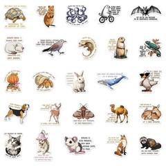30Pcs Random Cute Inspirational Animal Positive Quote Cartoon Waterproof Sticker
