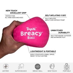 Self Inflating Playground Ball 5″, Neon Pink Breacy Ball, Self Inflating Boun…