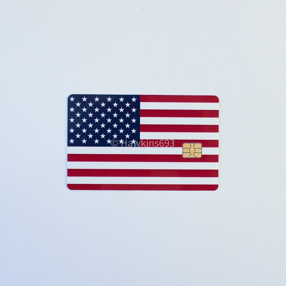Patriotic American Flag Credit Card Skin SMALL CHIP USA Stars Stripes Decal