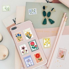 40Pcs Random Flower Stamp Cute Floral Label Stickers Gift Scrapbook Party Favor