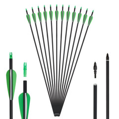 12Pcs 28/30/32″ Carbon Arrows Spine500 For Compound & Recurve Bow Hunting Target