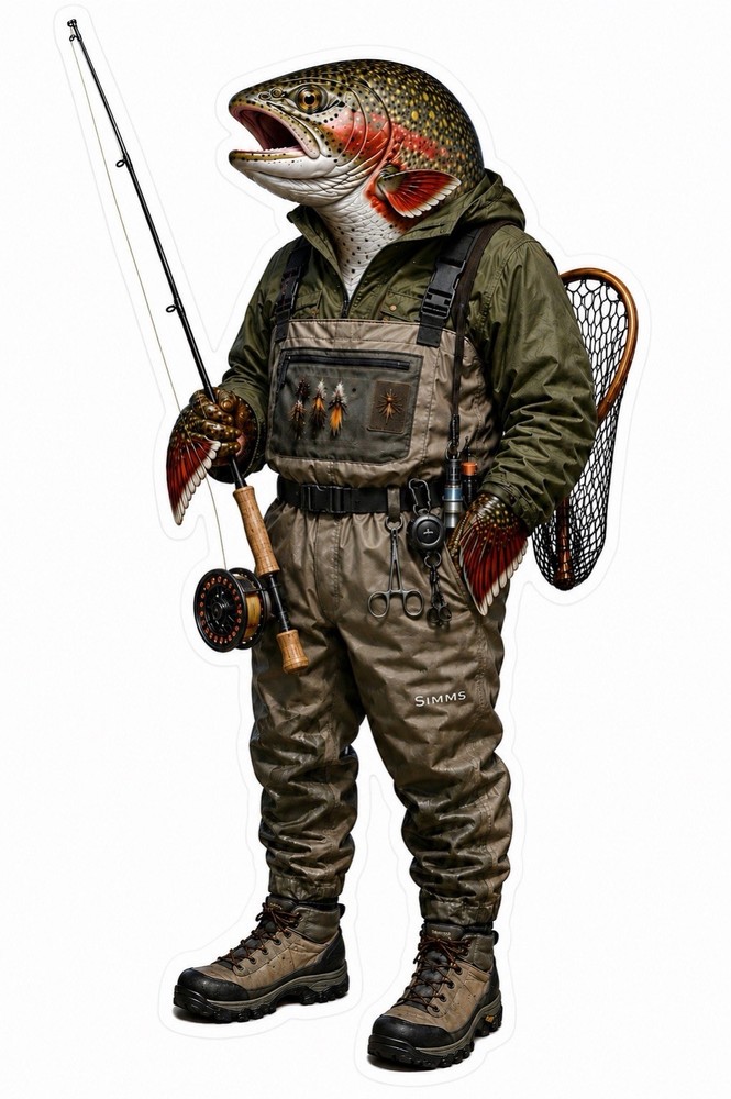 Rainbow Trout Fish Wading Guide Sticker Fly fishing Decal tackle box Kayak