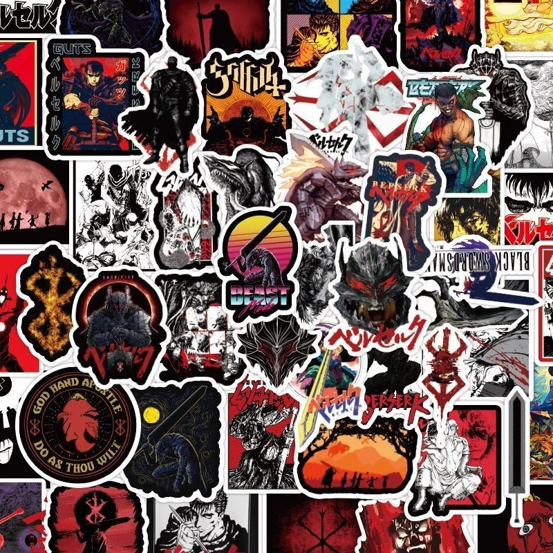 Mix 10/50 PCs Berserk Anime Luggage Notebook Laptop Car Sticker -No Duplicate