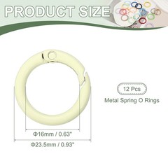 1″ Spring O Rings, Spring Snap Keyring for Handbag, 12 Pack Beige