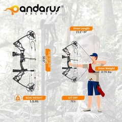 Compound Bow Package for Adults and Teens, 0-70 Lbs Draw Weight,23.5″-31″ Dra…