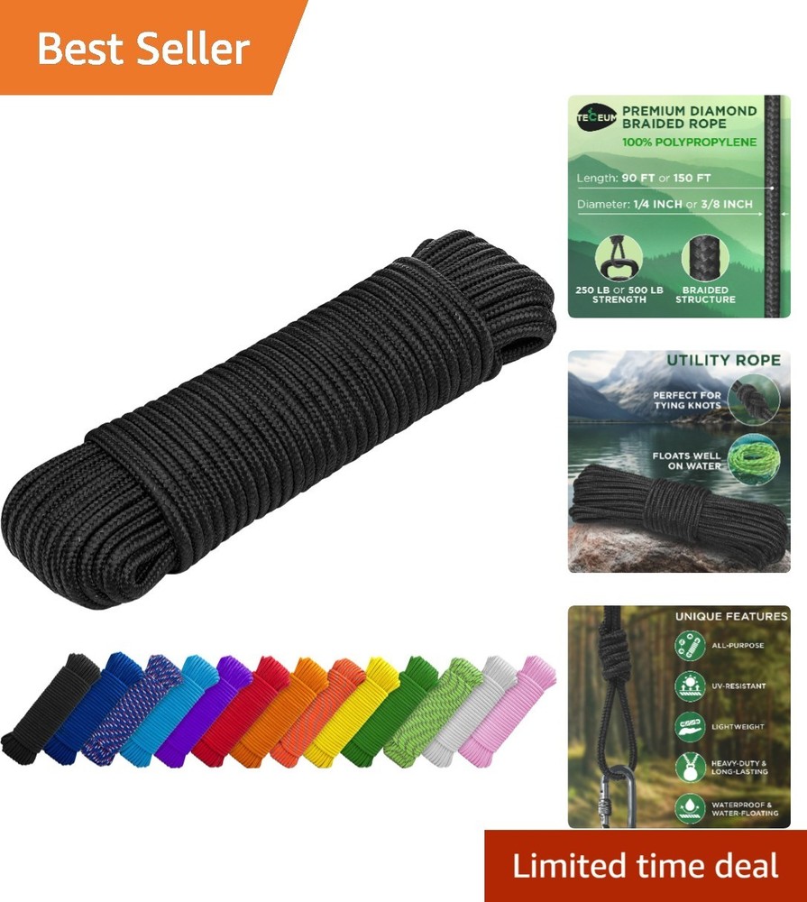 Heavy-Duty 90FT Polypropylene Rope: Waterproof & UV Resistant for Outdoors