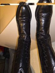 Black Leather Western Cowboy Boots US 8.5 SCL7106WT