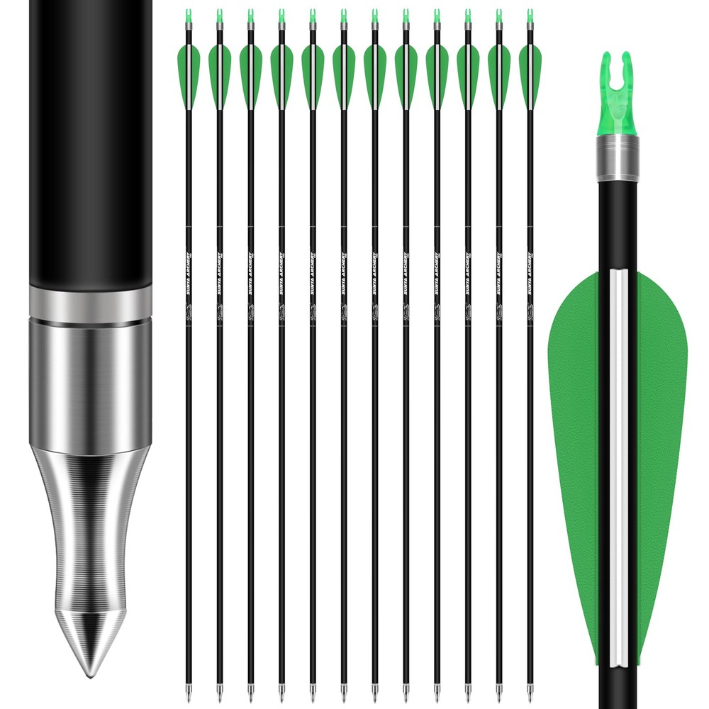 12-Pack 30 Inch Carbon Arrows Spine 500 or 400 for 40-60 LBS Bows｜Switch to R…