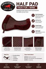Half Pad for Saddle Correction Breathable, Non-Slip, Durable Quilted Design