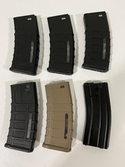 6x M4 / M16 300 Round Hi Cap Airsoft Magazine ACR Type – Black / Tan For Parts