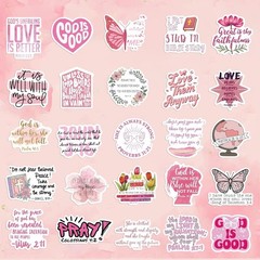 100PCS Pink Bible Verse Stickers | Christian Faith Jesus Quote Vinyl Decals
