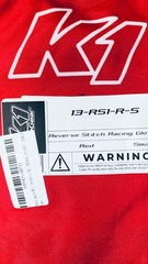 K1 RaceGear 13-RS1-R-S Reverse Stitch Kart Racing Gloves Size – SMALL Red/Black