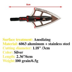 6/12pcs Hunting Broadheads Blade Arrowheads 100gr Crossbow Bow Archery Arrow Tip
