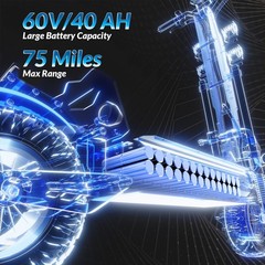 10000w Electric Scooter with Seat 75Miles 55MPH 13″ Foladable Commuting eScooter