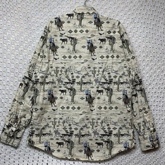 Vintage Roper Wéstern Shirt Men’s XL Beige Wéstern Animal Print Pearly Snap