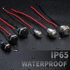 5pcs 16mm Latching Push Button Switch Black Shell with pre 16mm Black Shell